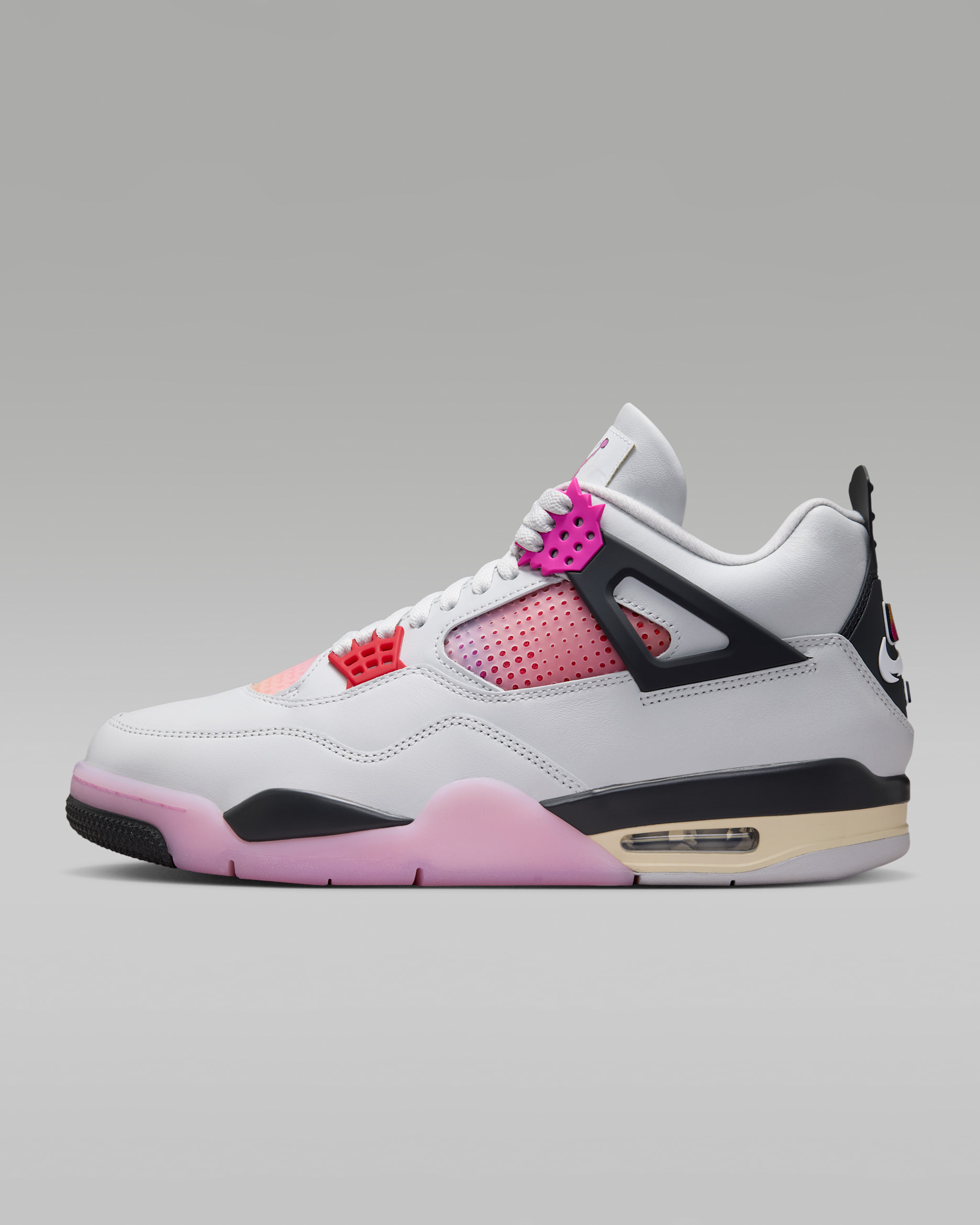 Air Jordan 4 ホワイト ピンク イエロー スニーカー シューズ Air Jordan 4 Retro 
